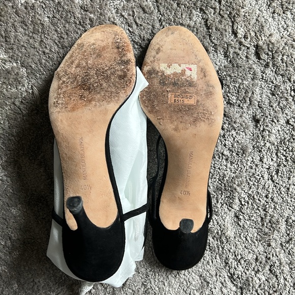 Manolo Blahnik black suede and velvet button shoes size 40.5/10 - Picture 4 of 4